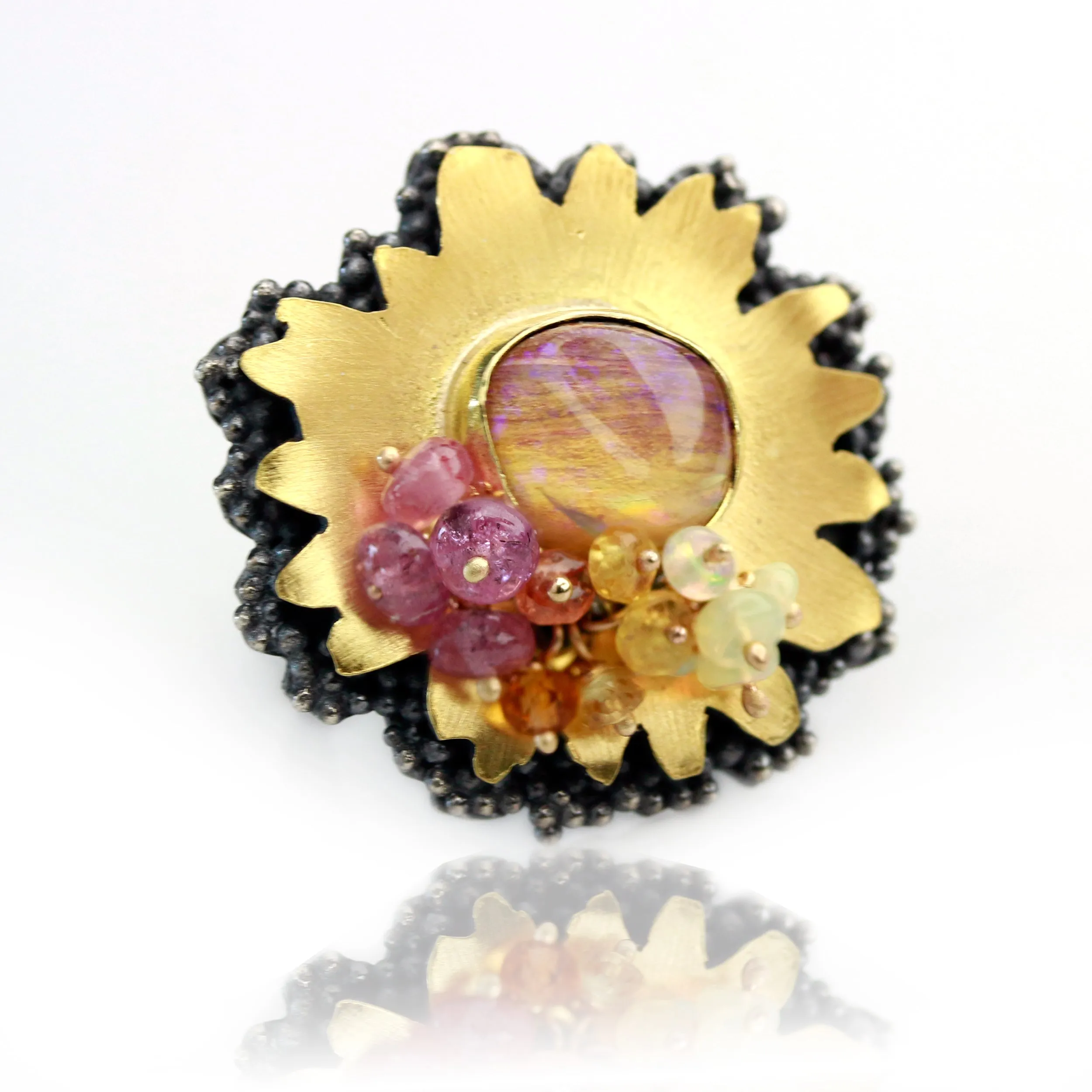 Sold! Rose and Gold Pipe Opal Daisy Ring. Size 8 1 /4.