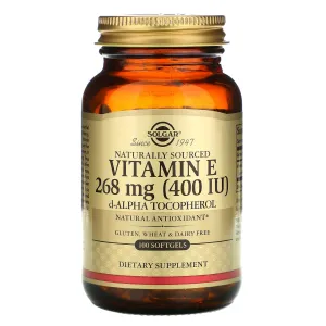 Solgar Vitamin E, Naturally Sourced, 268 mg (400 IU), 100 Softgels