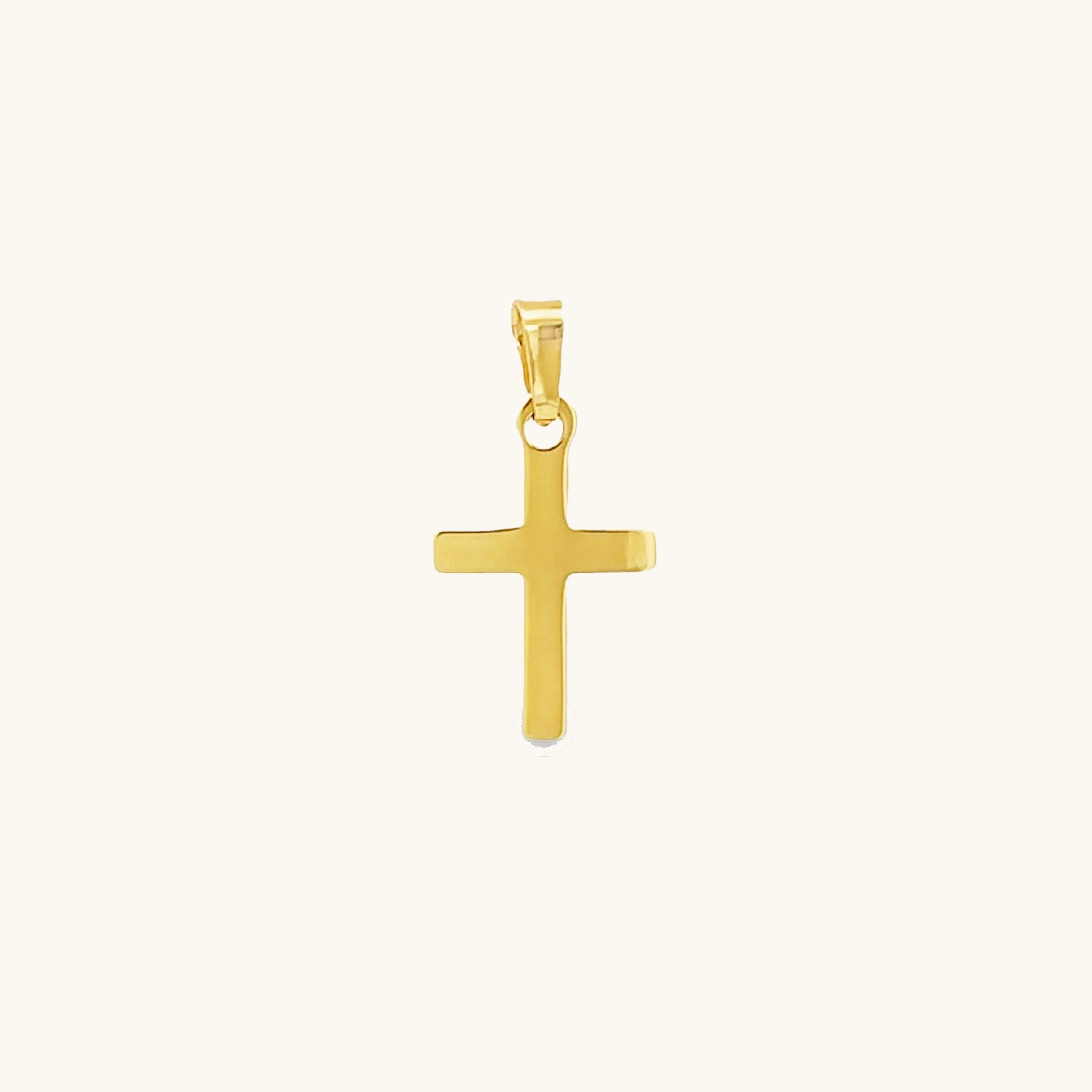 SOLID 14K YELLOW GOLD TINY PLAIN CROSS PENDANT