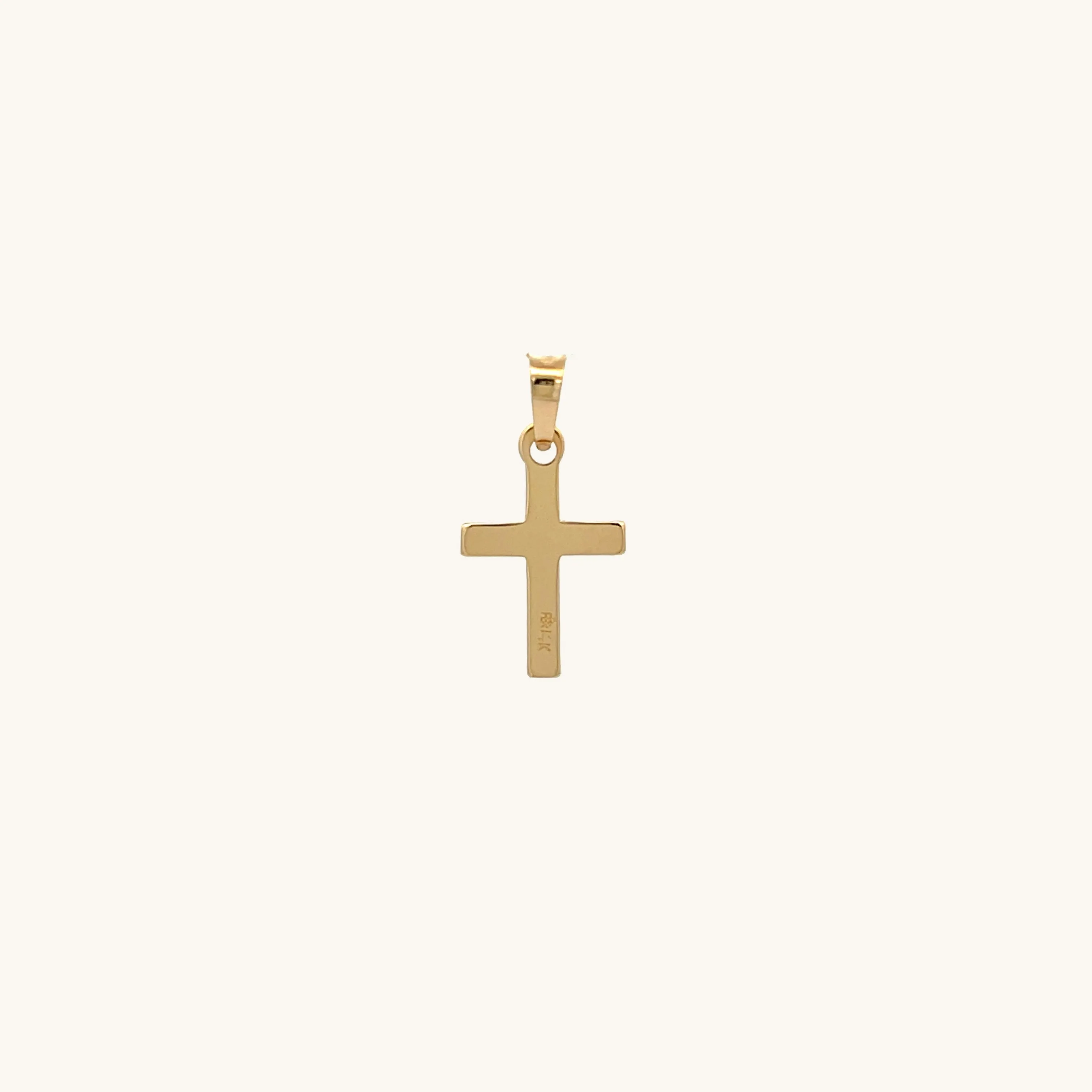 SOLID 14K YELLOW GOLD TINY PLAIN CROSS PENDANT