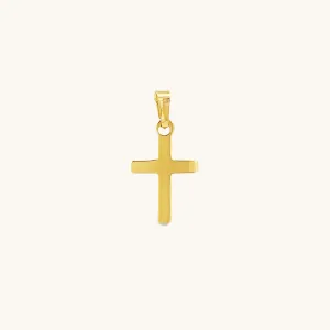 SOLID 14K YELLOW GOLD TINY PLAIN CROSS PENDANT