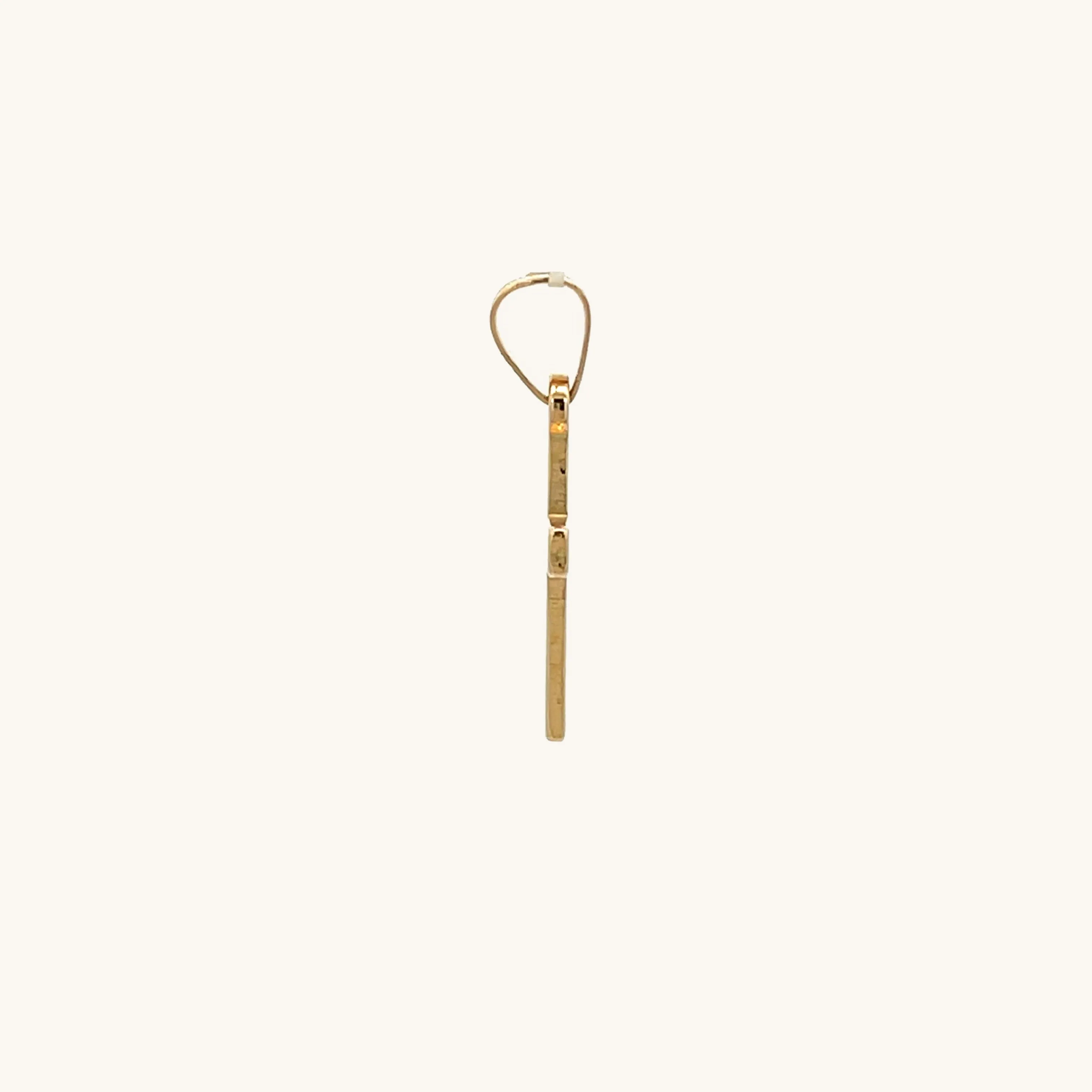 SOLID 14K YELLOW GOLD TINY PLAIN CROSS PENDANT