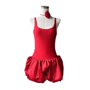 Solid Color Bubble Hem Mini Dress