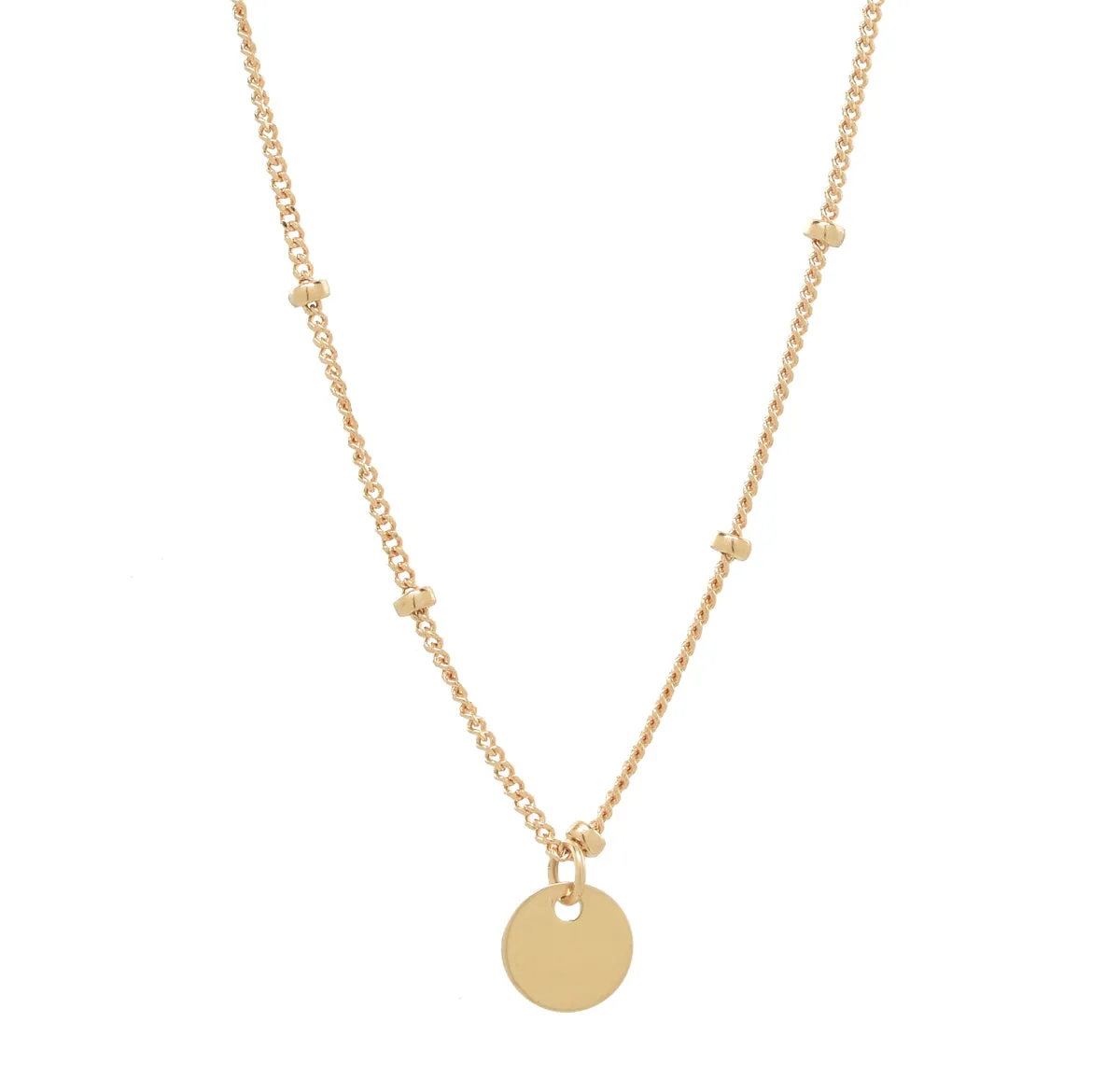 Solid Gold Tiny Disc Ball Chain Necklace