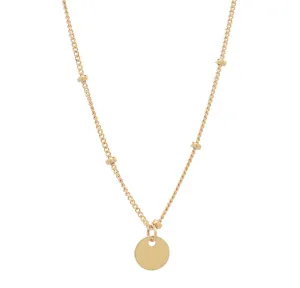 Solid Gold Tiny Disc Ball Chain Necklace