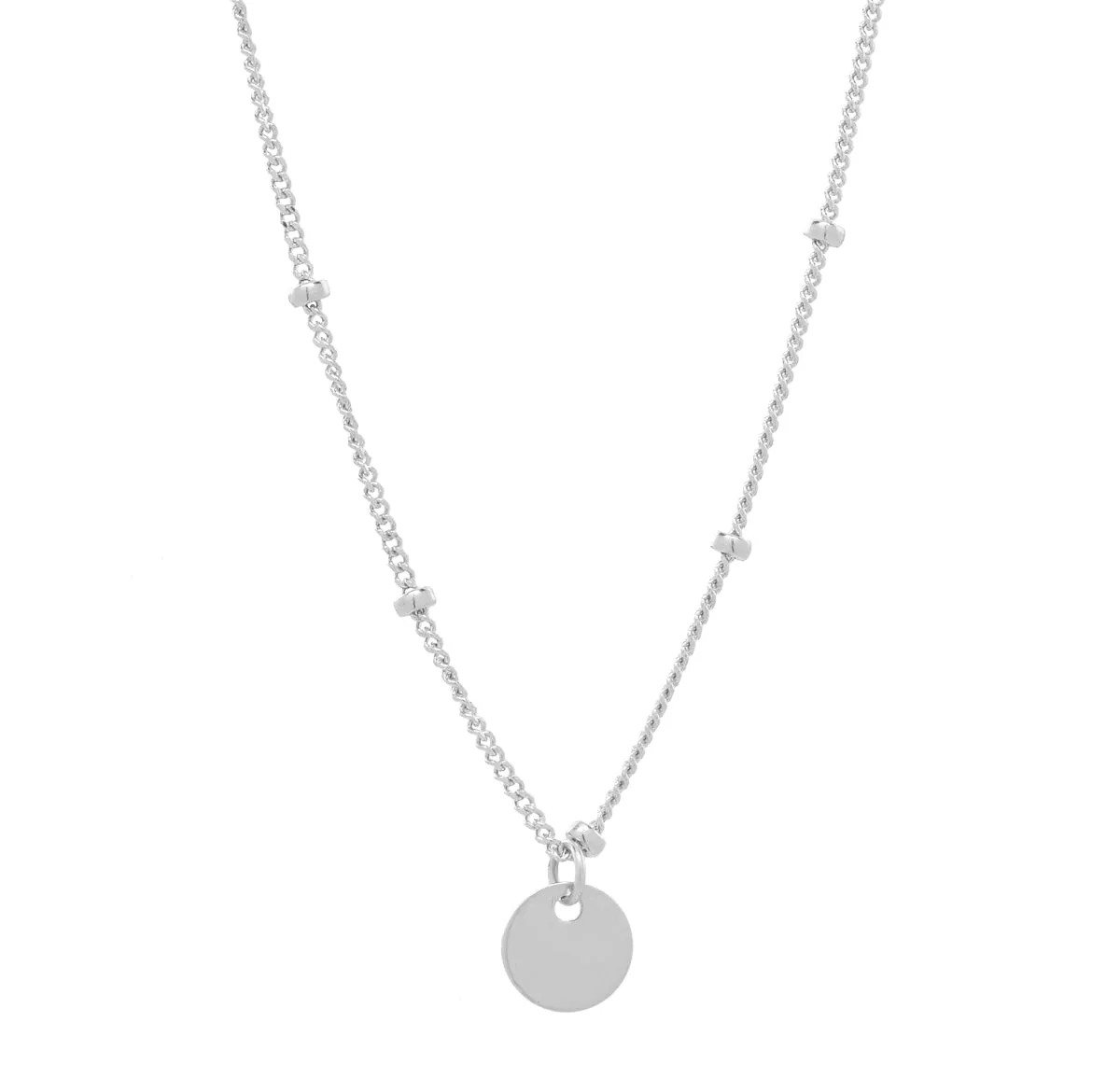 Solid Gold Tiny Disc Ball Chain Necklace