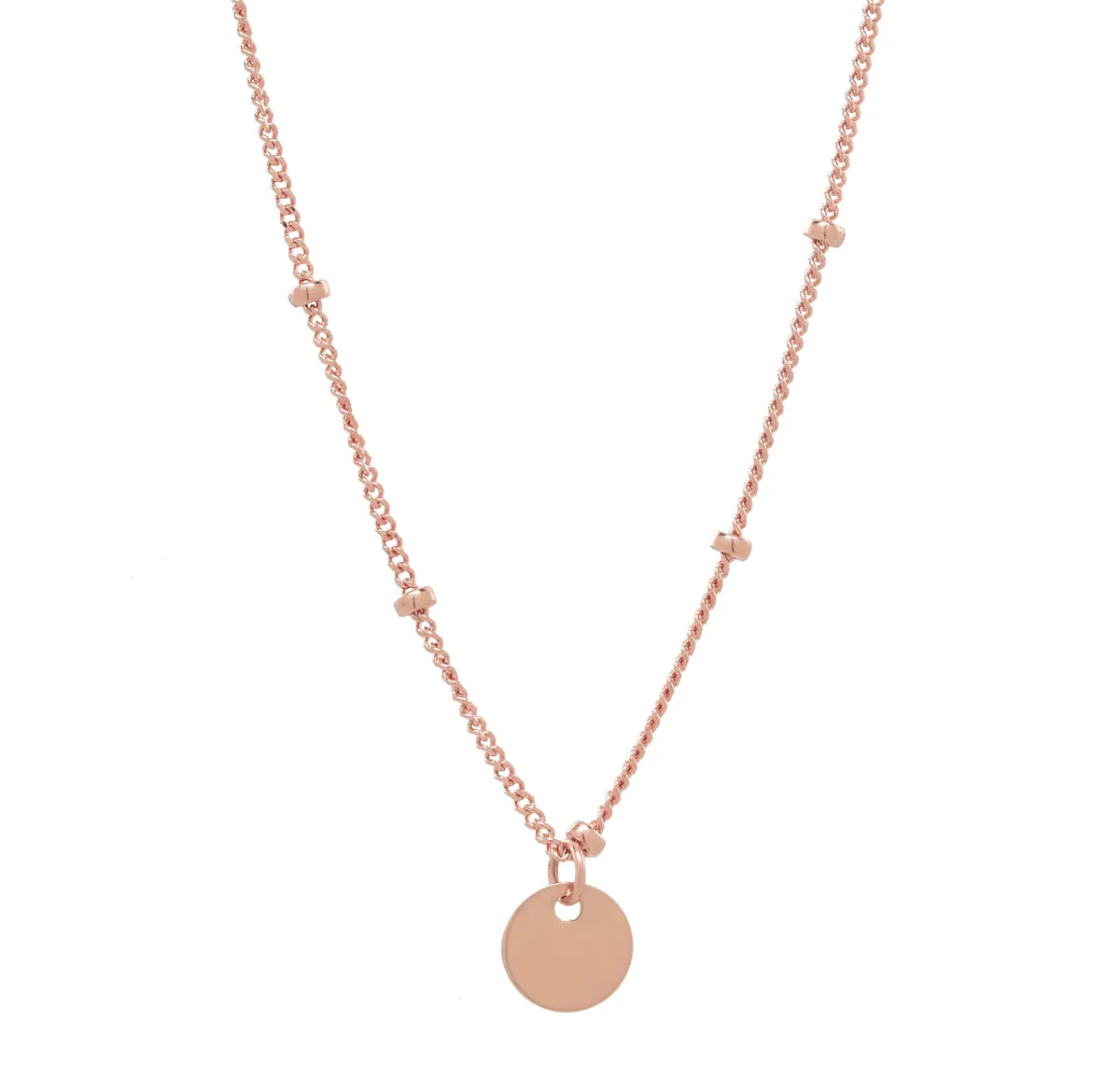 Solid Gold Tiny Disc Ball Chain Necklace