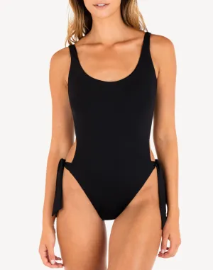 Solid Tie Side Cheeky One Piece