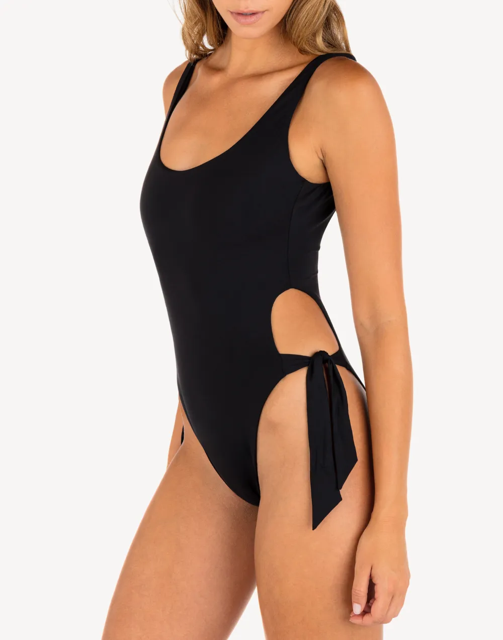 Solid Tie Side Cheeky One Piece