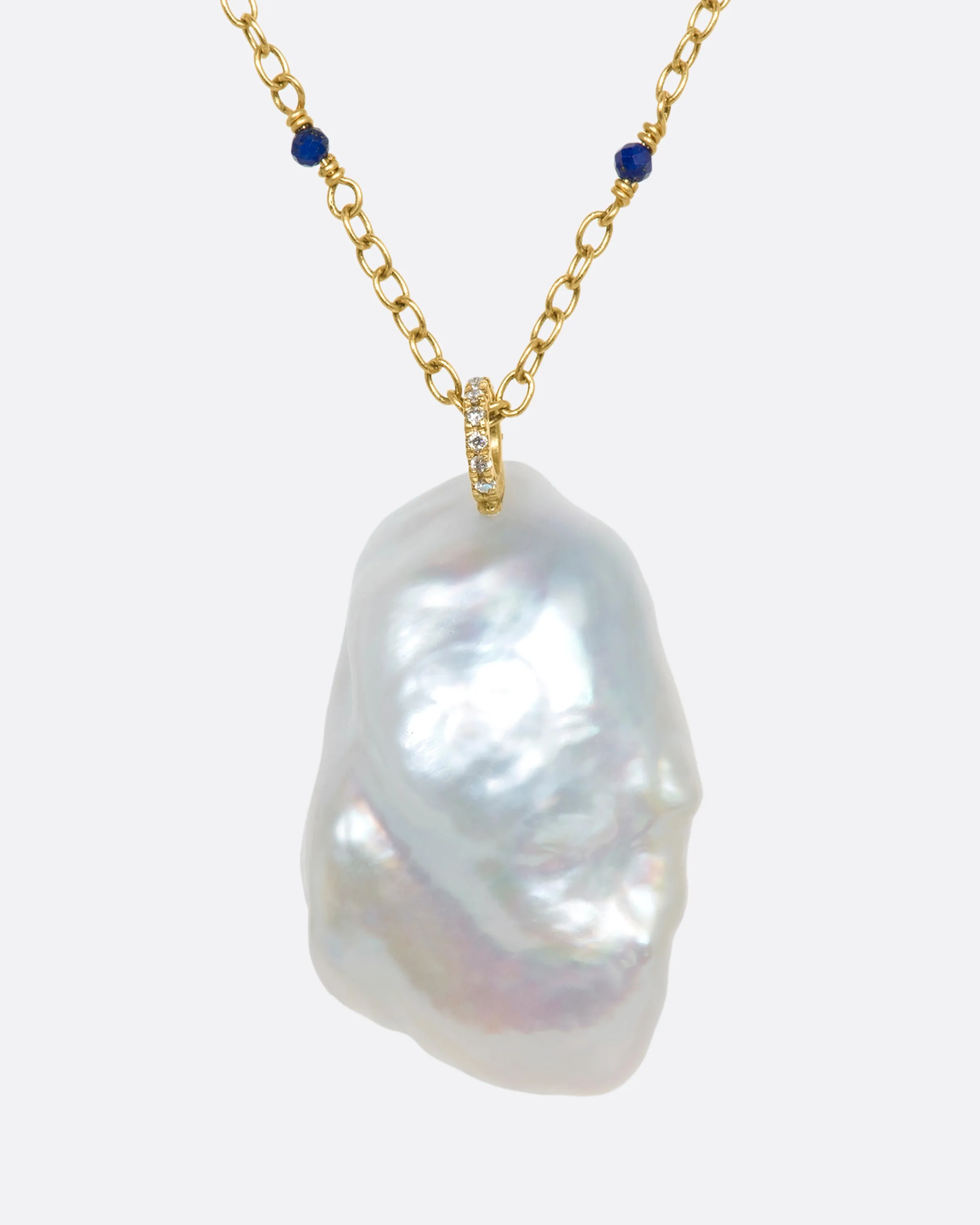 Soufflé Pearl and Lapis Pendant Necklace