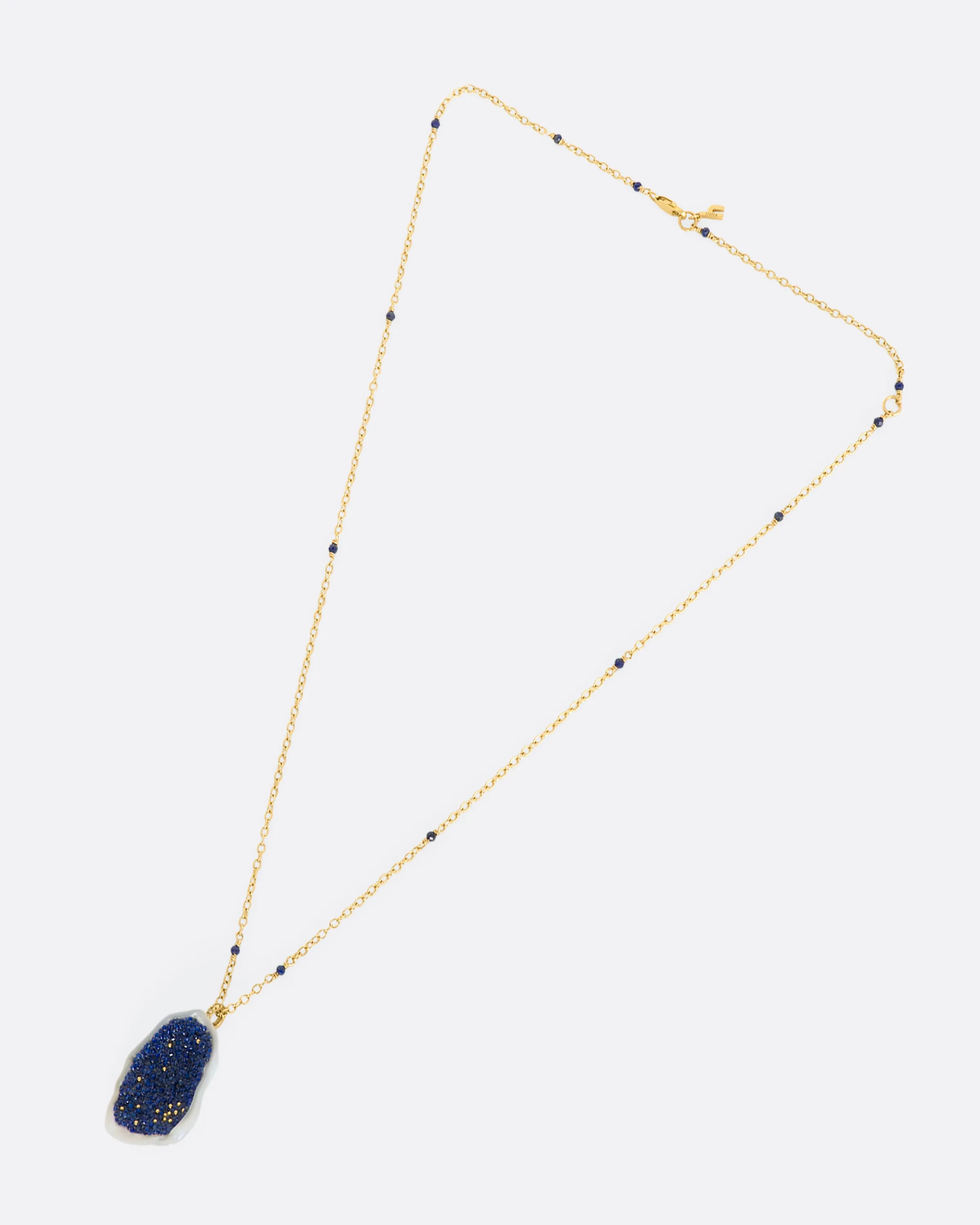 Soufflé Pearl and Lapis Pendant Necklace