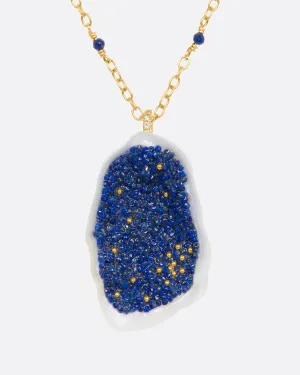 Soufflé Pearl and Lapis Pendant Necklace