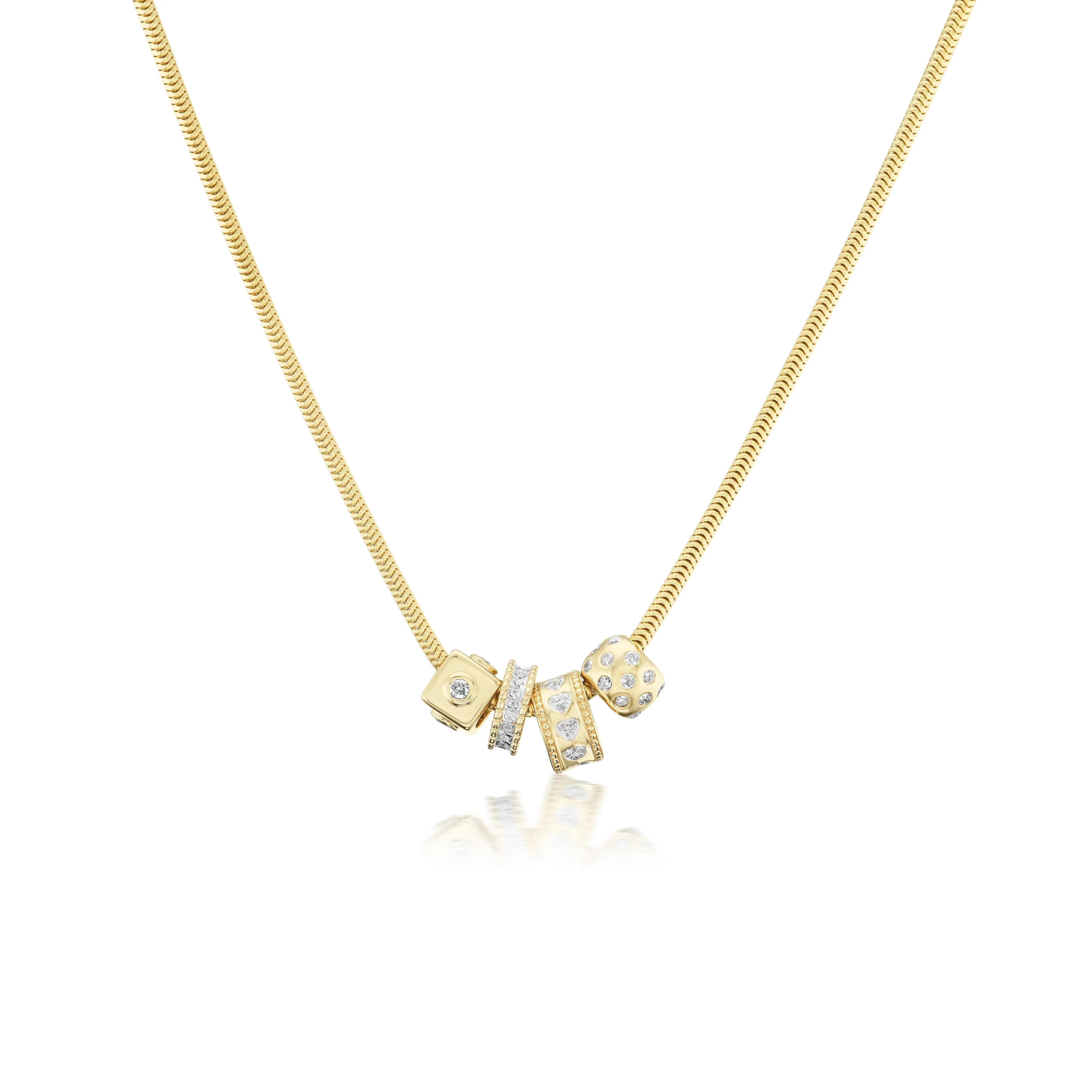 Squared Diamond Studded Rondelle Bead