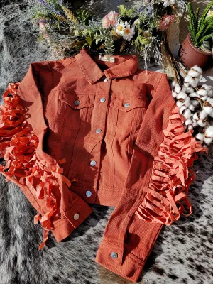 Stacey Fringe Jacket (Peach)