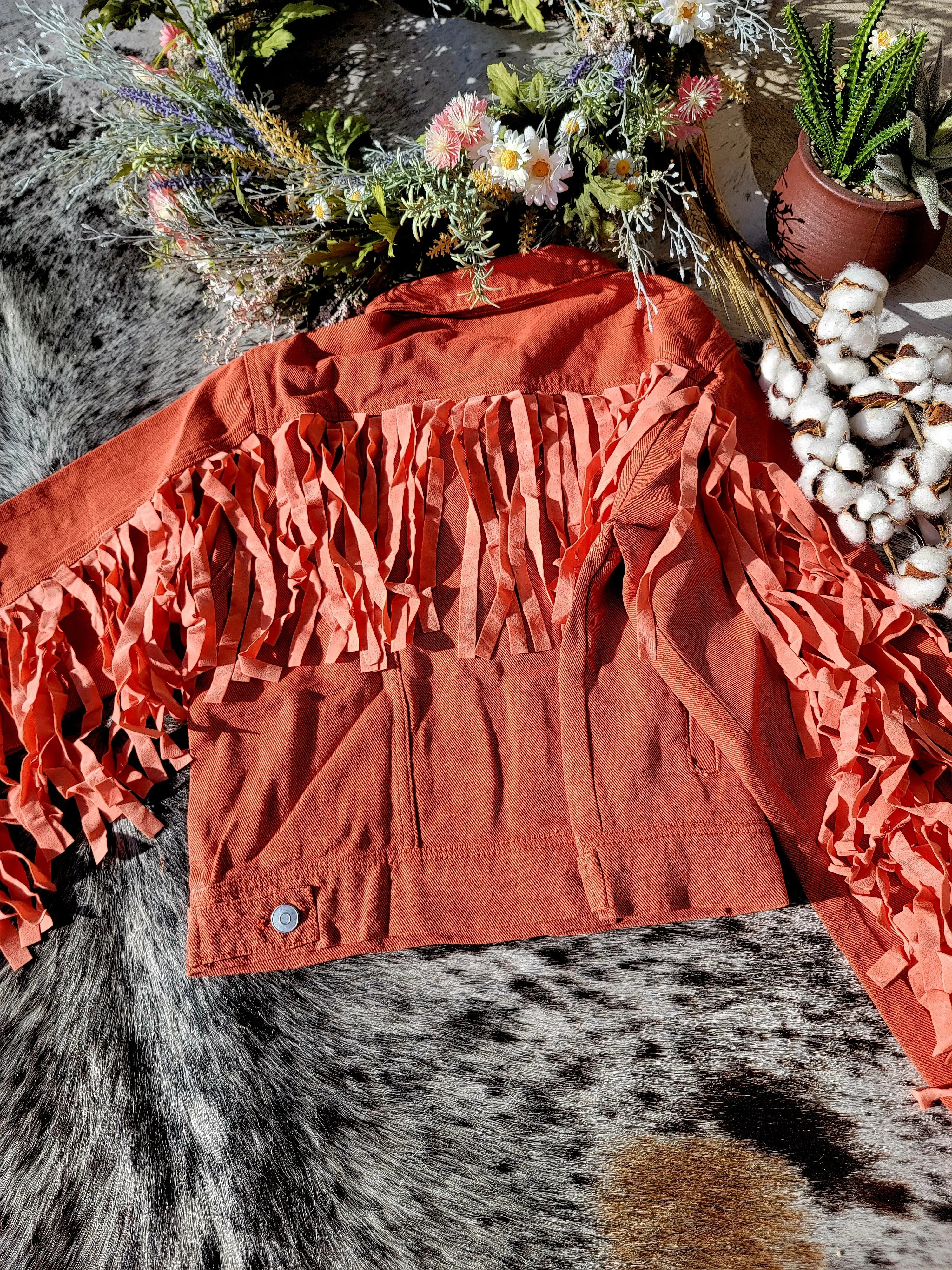 Stacey Fringe Jacket (Peach)