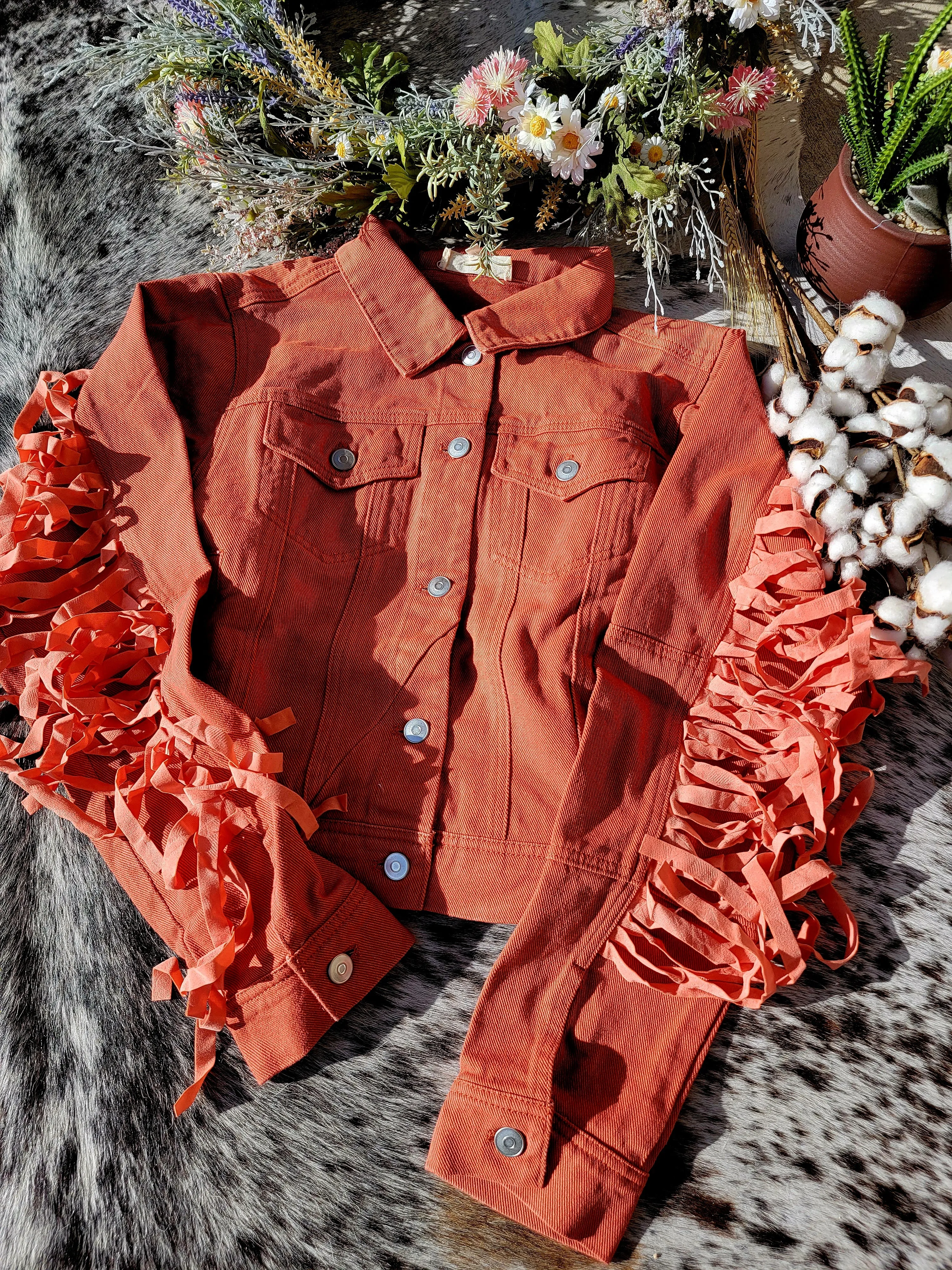 Stacey Fringe Jacket (Peach)