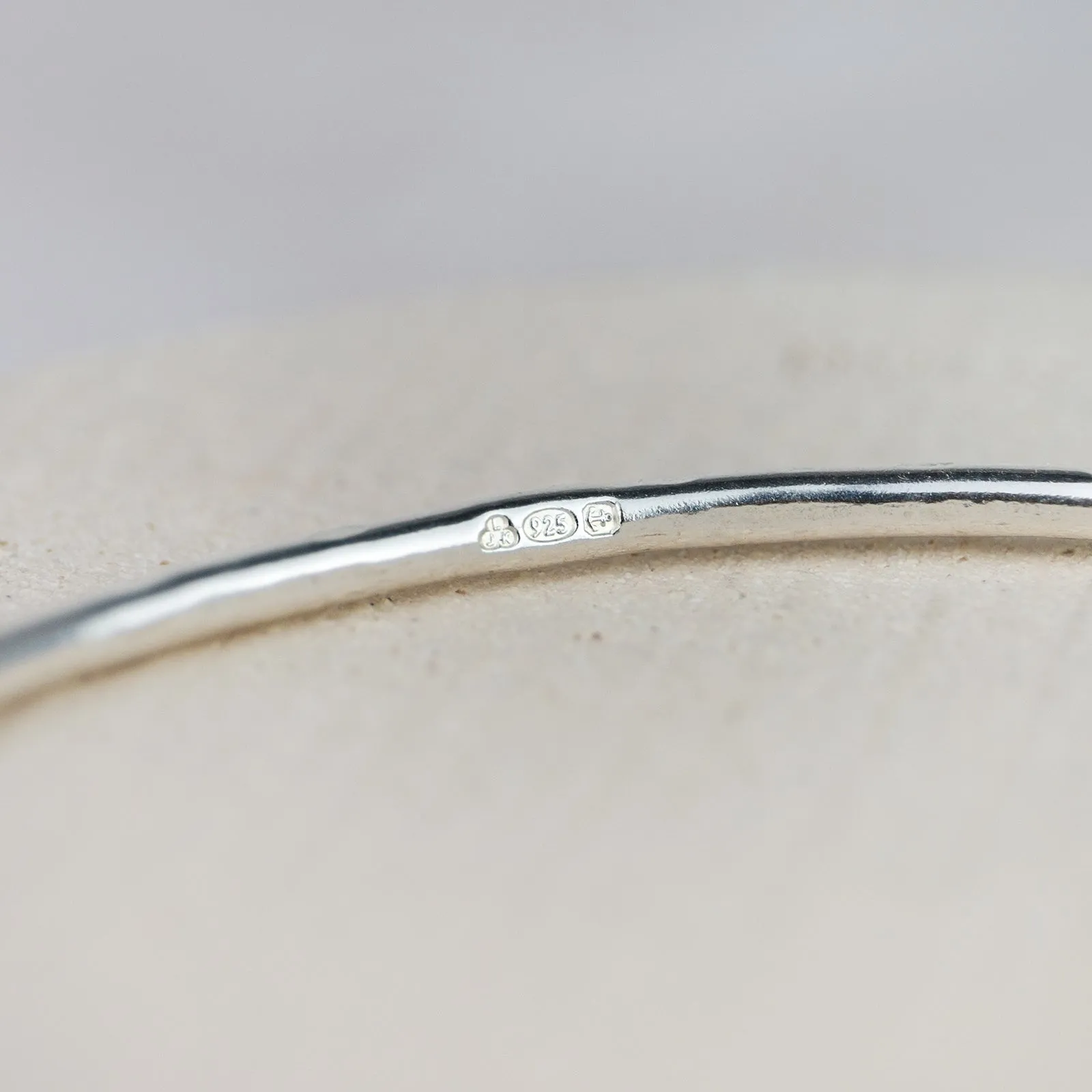 Sterling Silver Boho Birthstone Bangle