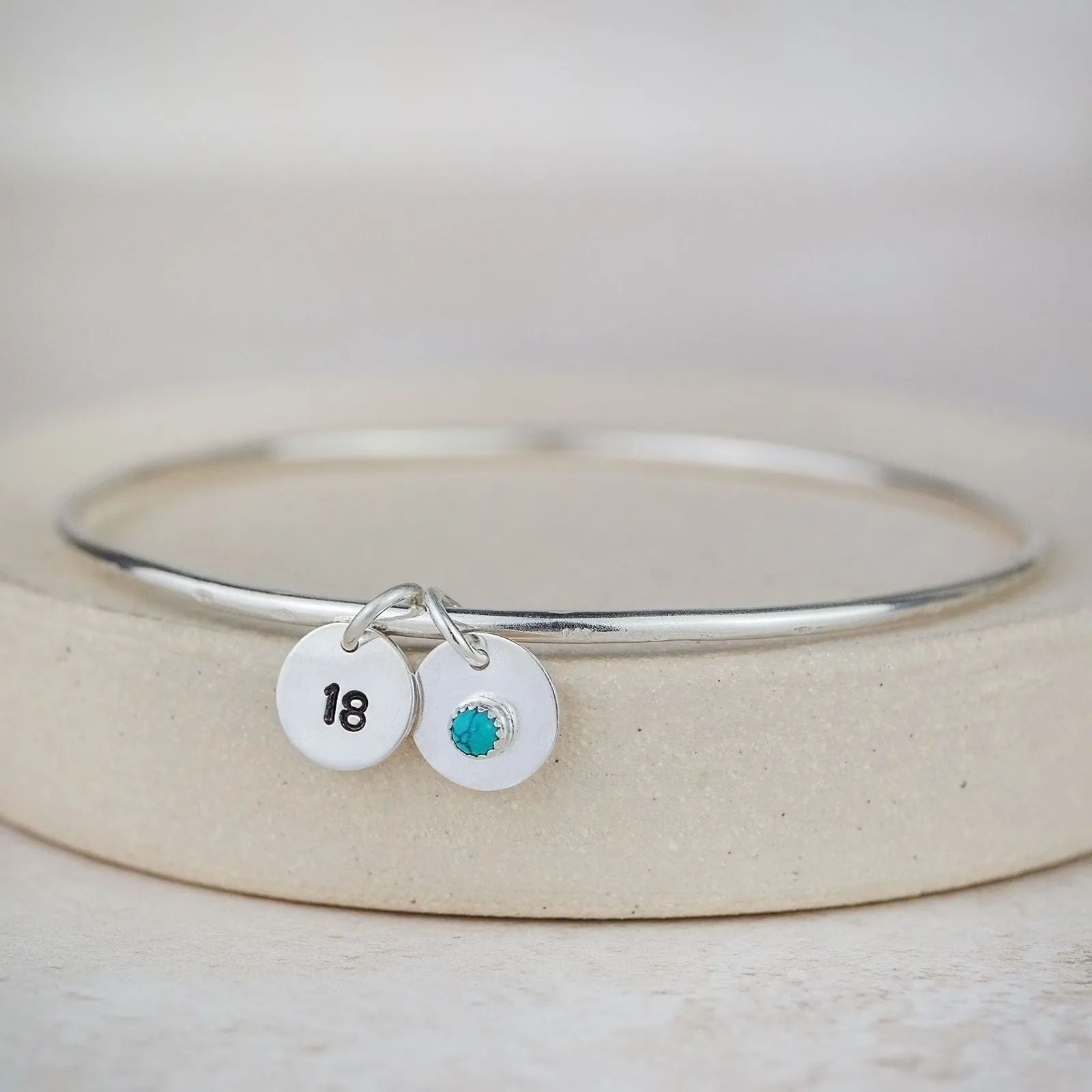 Sterling Silver Boho Birthstone Bangle
