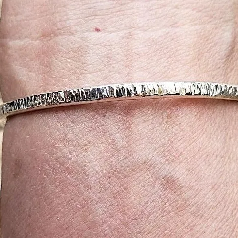 Sterling Silver Handmade Hammered Bracelet with Ring clasp