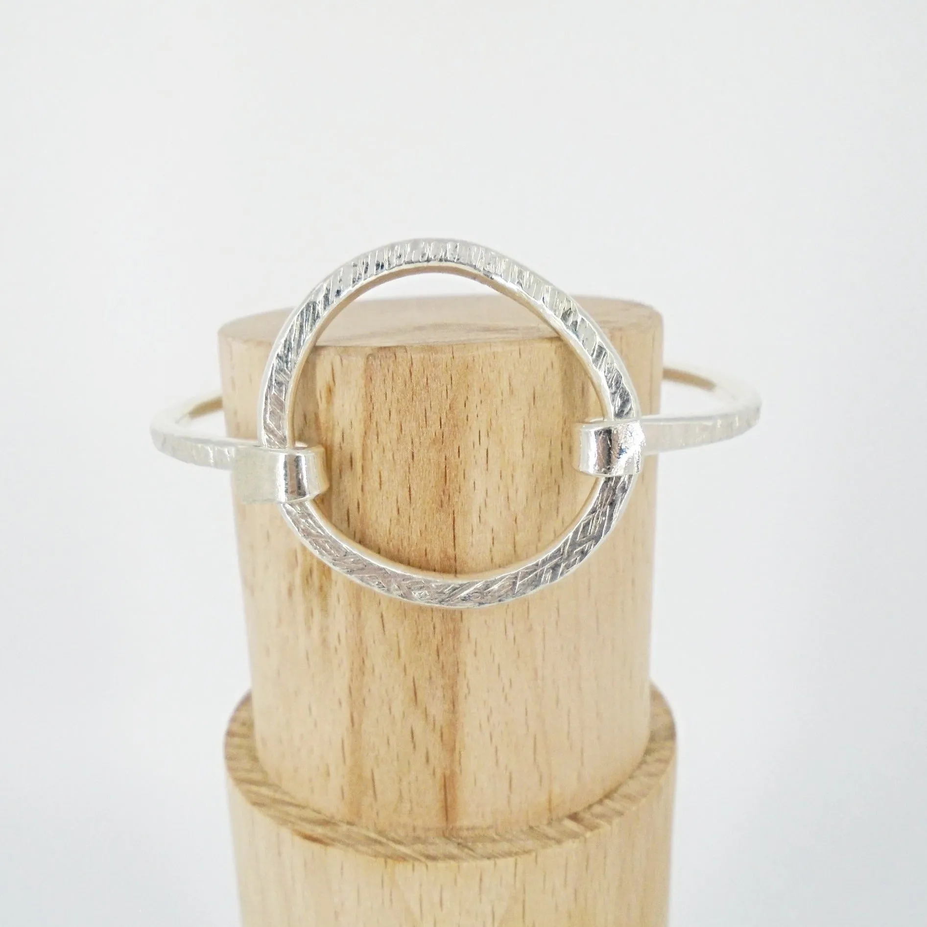 Sterling Silver Handmade Hammered Bracelet with Ring clasp