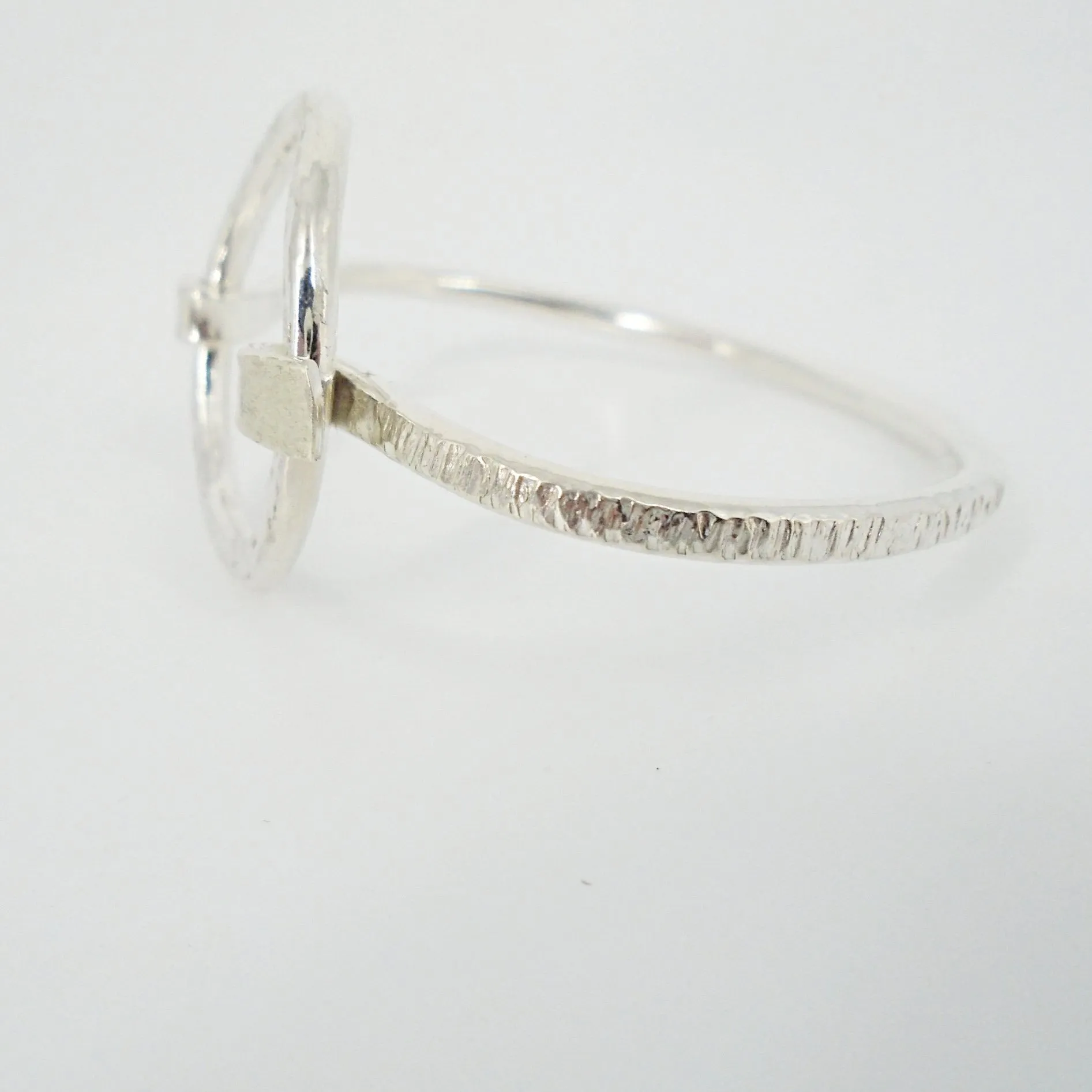 Sterling Silver Handmade Hammered Bracelet with Ring clasp