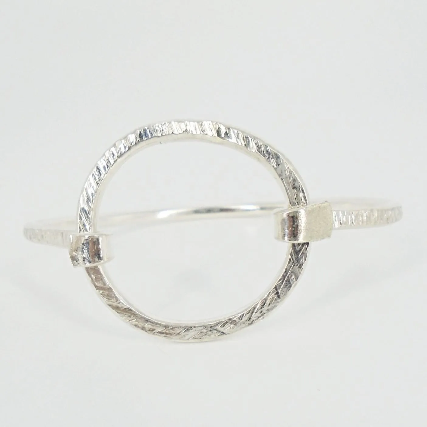 Sterling Silver Handmade Hammered Bracelet with Ring clasp