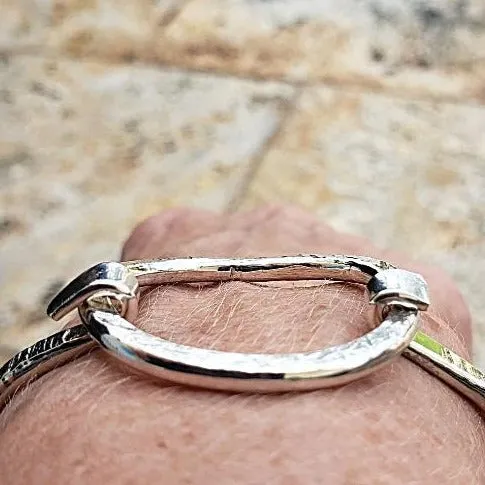 Sterling Silver Handmade Hammered Bracelet with Ring clasp