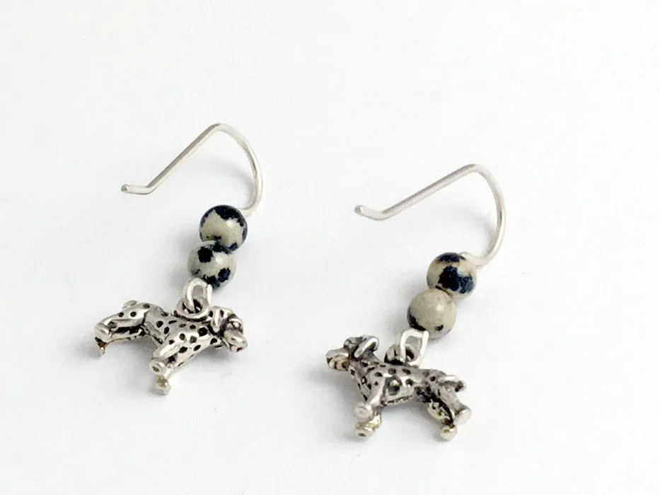 Sterling Silver tiny Standing 3D Dalmatian dog dangle Earrings-jasper,dalmatians