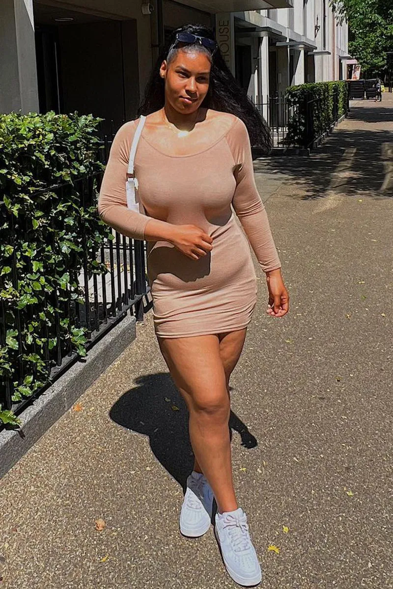 Stone Bardot Jersey Mini Dress - Alayna