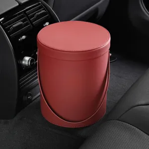 Storage Box Trash Can, Custom Logo For Your Cars, Portable Collapsible Car Trash Can, Leather Waterproof Small Mini Car Garbage Can Waste Basket, Car Accessories AR15989