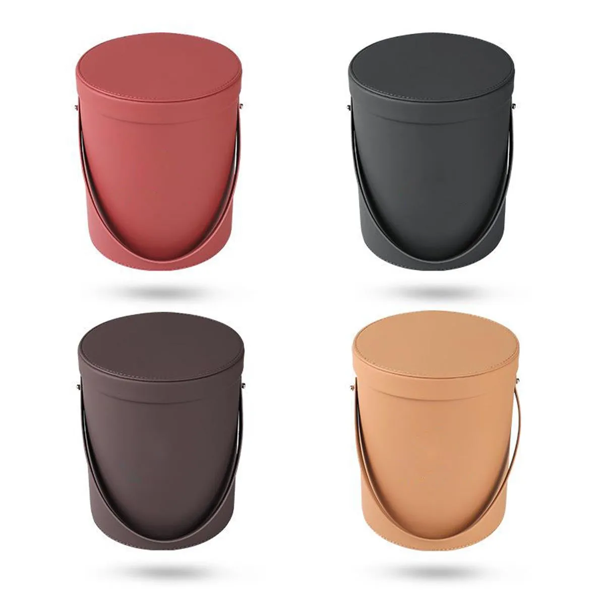 Storage Box Trash Can, Custom Logo For Your Cars, Portable Collapsible Car Trash Can, Leather Waterproof Small Mini Car Garbage Can Waste Basket, Car Accessories AR15989