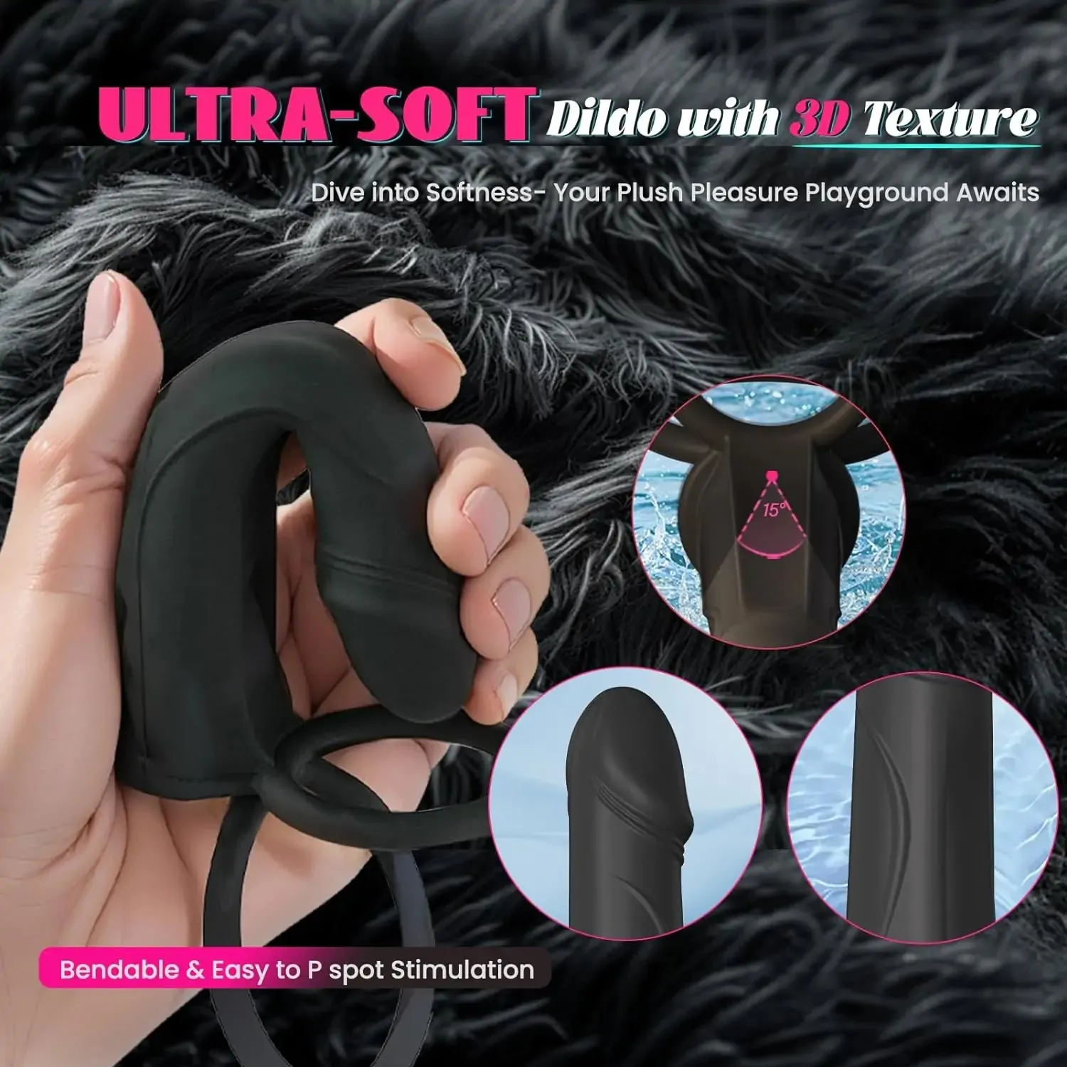 Strap On Anal Dildo with Vibrating Cock Ring Penis Sleeve 10 Vibrations