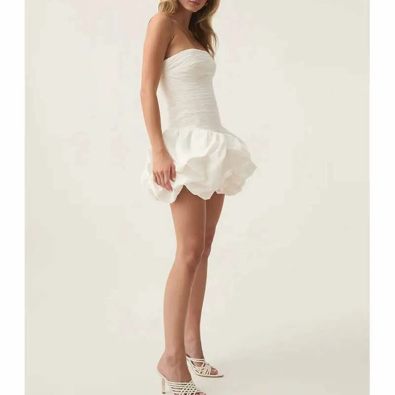 Strapless Bubble Hem Mini Dress