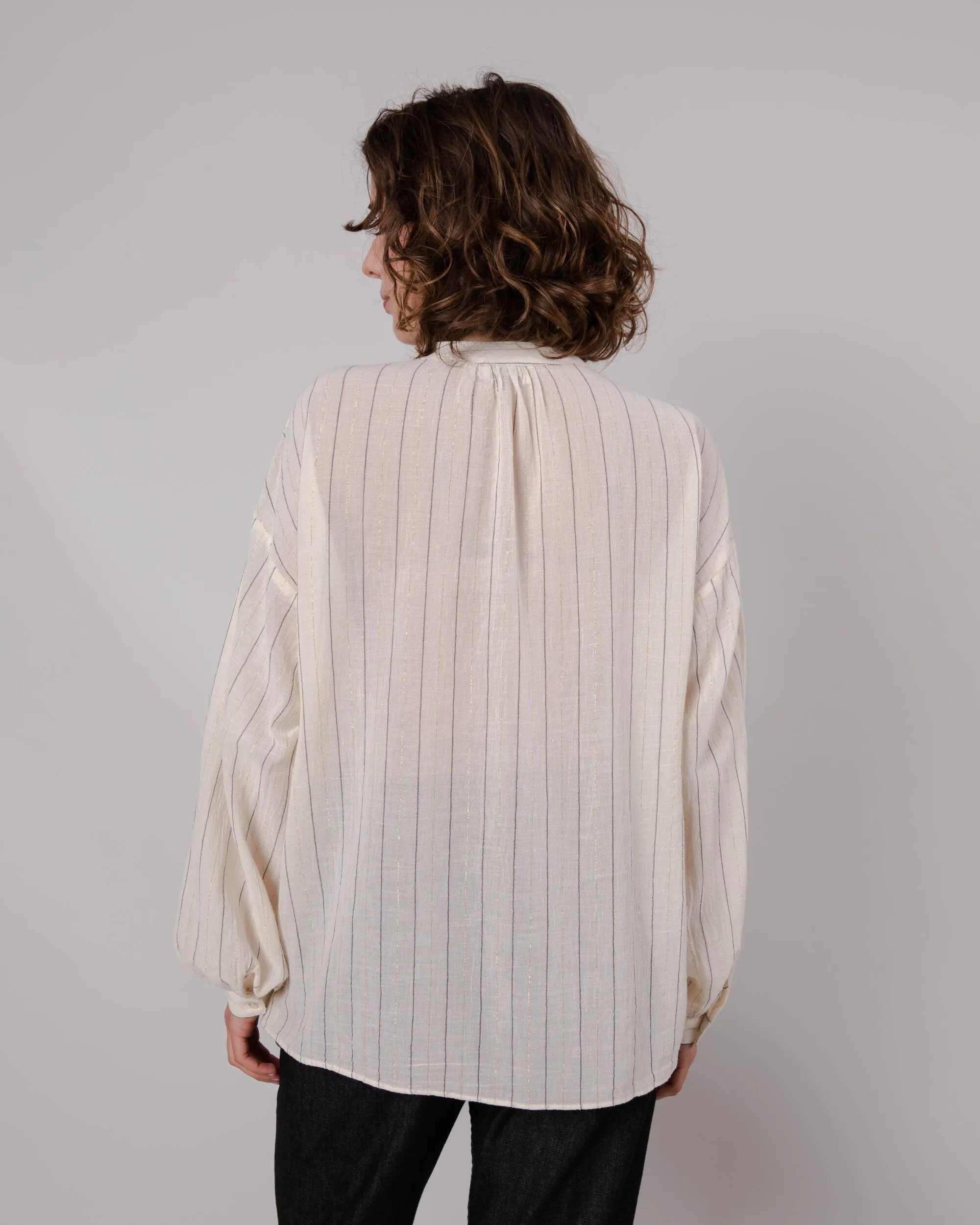 Stripes Boho Blouse Ecru