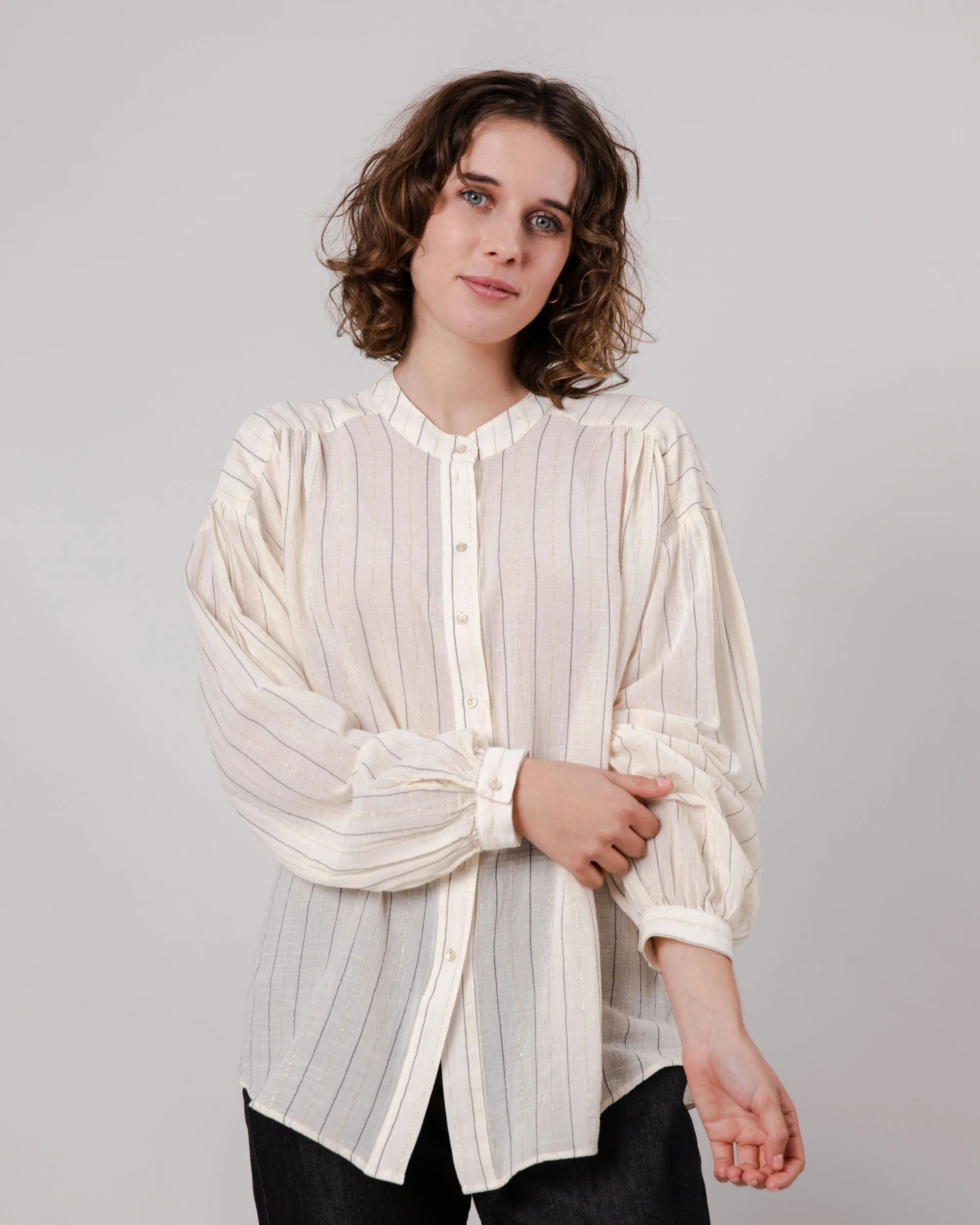 Stripes Boho Blouse Ecru