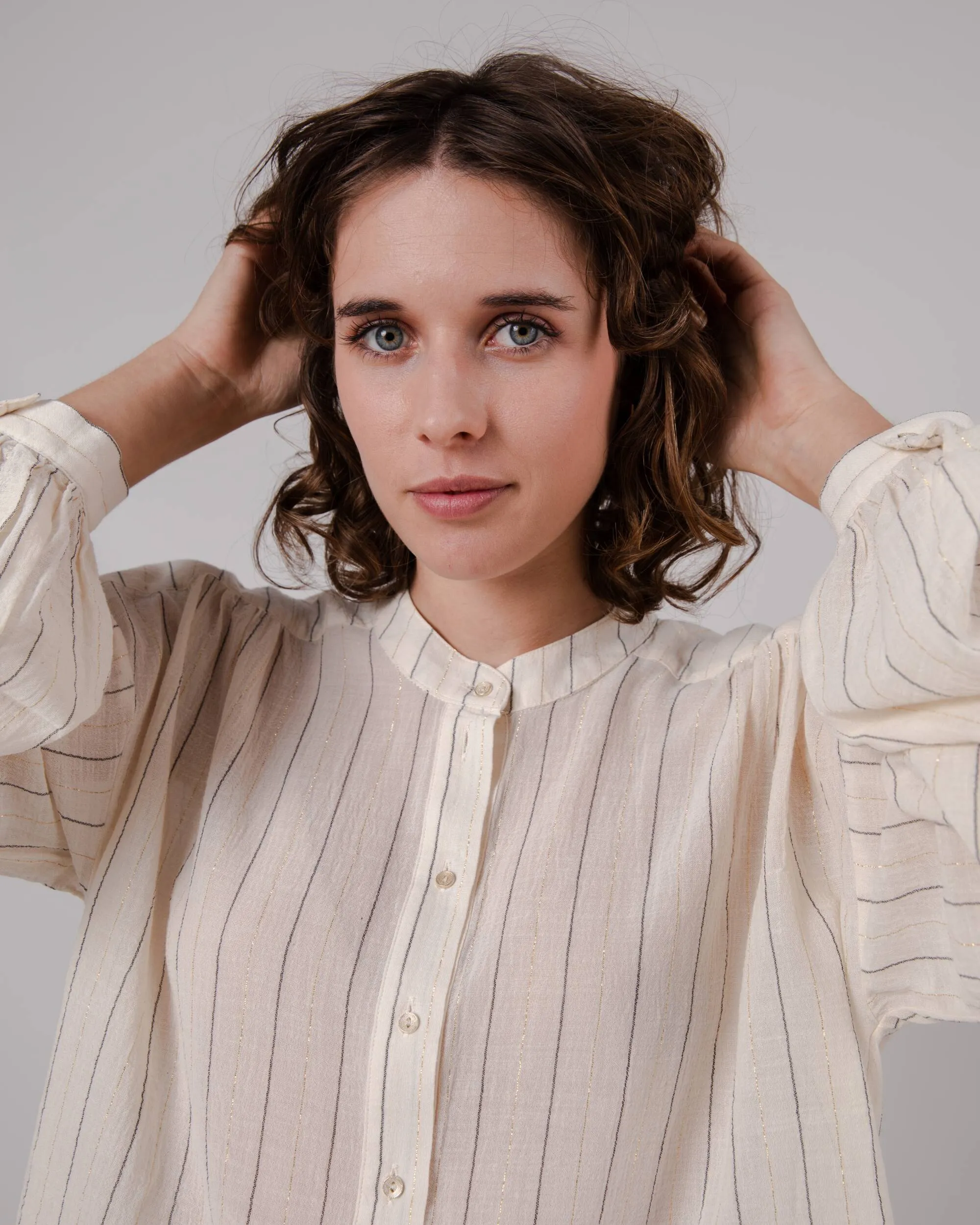 Stripes Boho Blouse Ecru