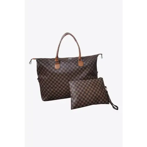 Stylish Yeppi Checkered Two-Piece Bag Set