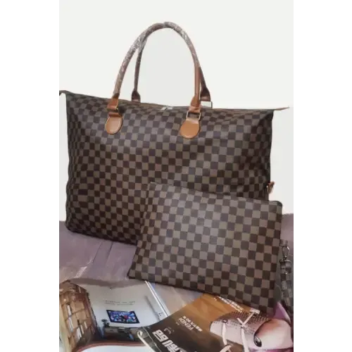 Stylish Yeppi Checkered Two-Piece Bag Set