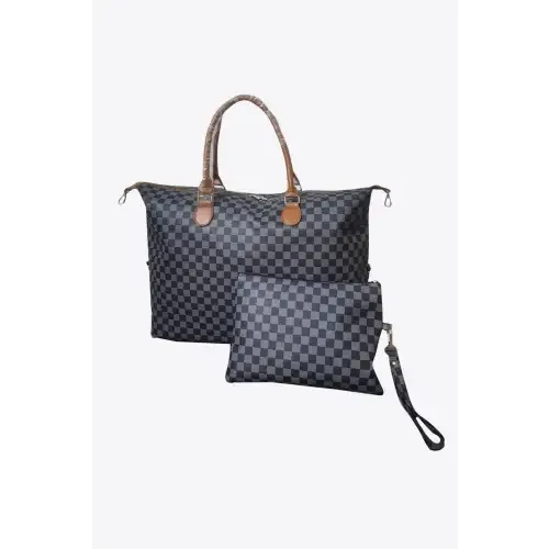 Stylish Yeppi Checkered Two-Piece Bag Set