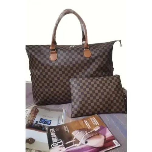 Stylish Yeppi Checkered Two-Piece Bag Set