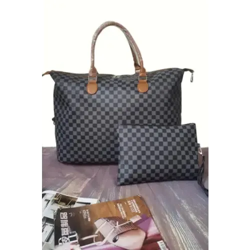 Stylish Yeppi Checkered Two-Piece Bag Set