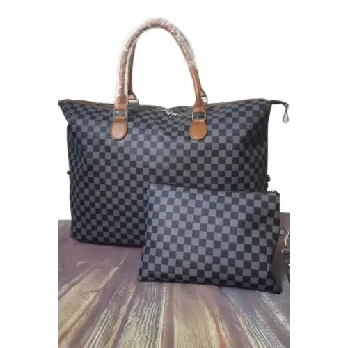 Stylish Yeppi Checkered Two-Piece Bag Set