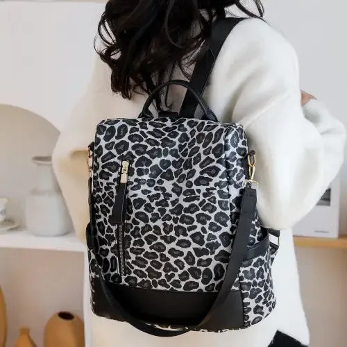 Stylish Yeppi Leopard PU Leather Backpack