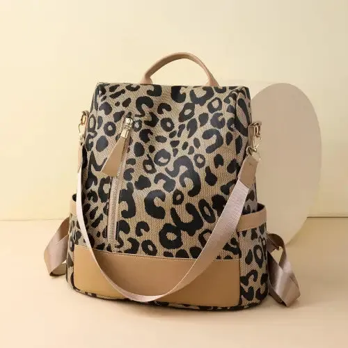 Stylish Yeppi Leopard PU Leather Backpack