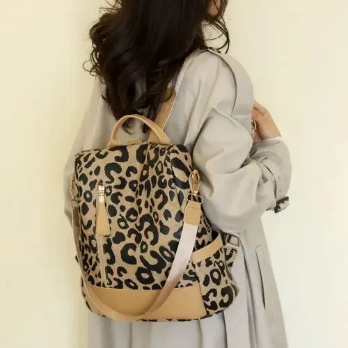 Stylish Yeppi Leopard PU Leather Backpack