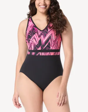 Superior Wave V Neck Polyester One Piece