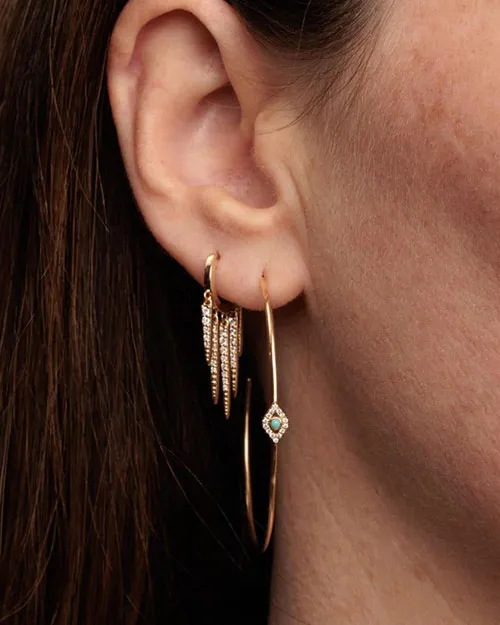 SYDNEY EVAN | Graduated Fringe Huggie Hoops | Gold & Diamond