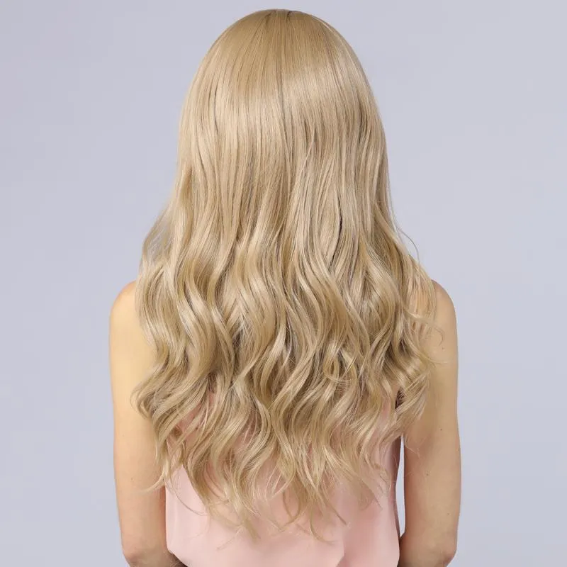 Synthetic Lace Front Wavy Wig Fake Scalp Natural Hairline Blonde color 103#
