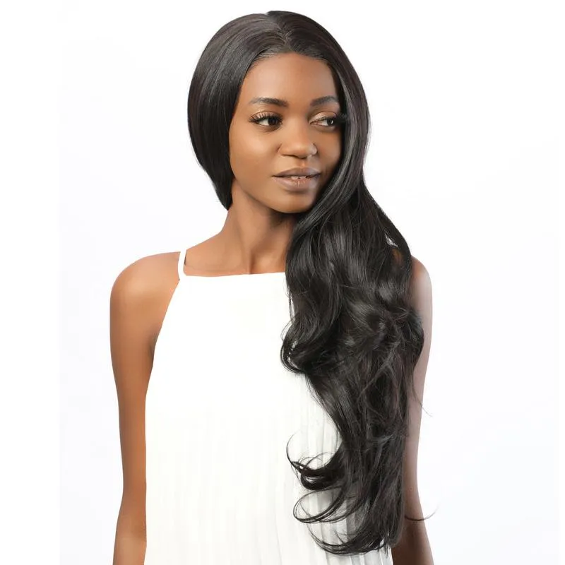 Synthetic Lace Front Wavy Wig Simulation Scalp Black Color 2#