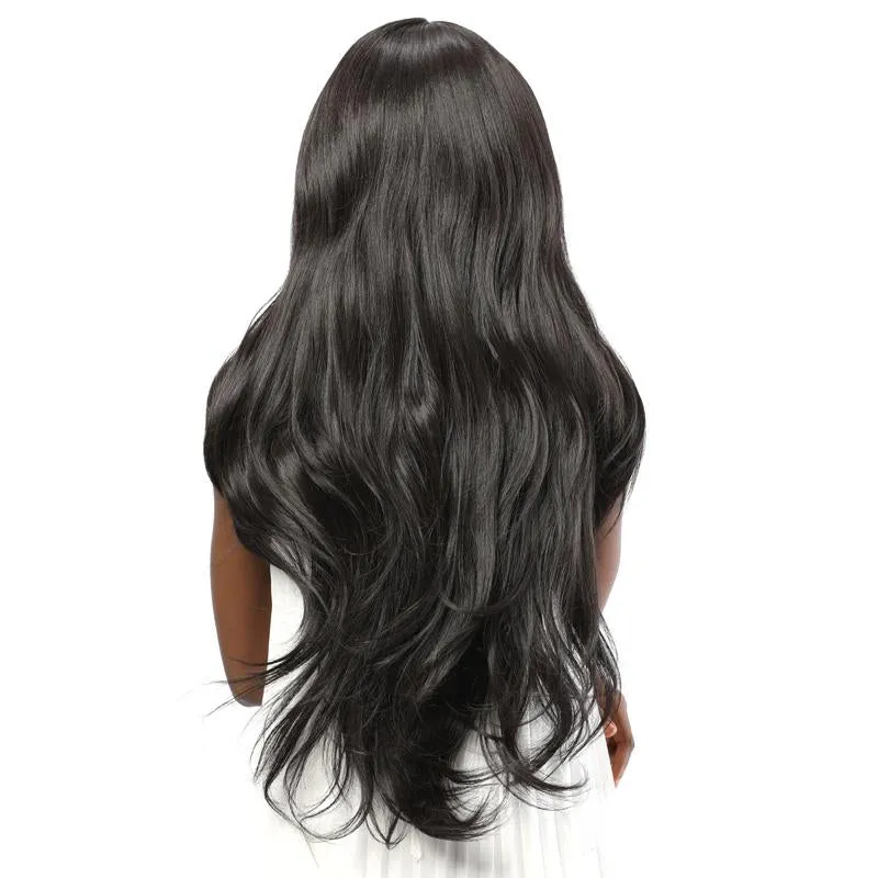 Synthetic Lace Front Wavy Wig Simulation Scalp Black Color 2#